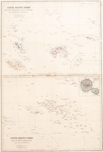 South Pacific Ocean – The New Hebrides, Loyalty, Feejee [Fiji], and Friendly Islands [Samoa], &c.

South Pacific Ocean – The Society, Marquesas, and Low Islands &c.